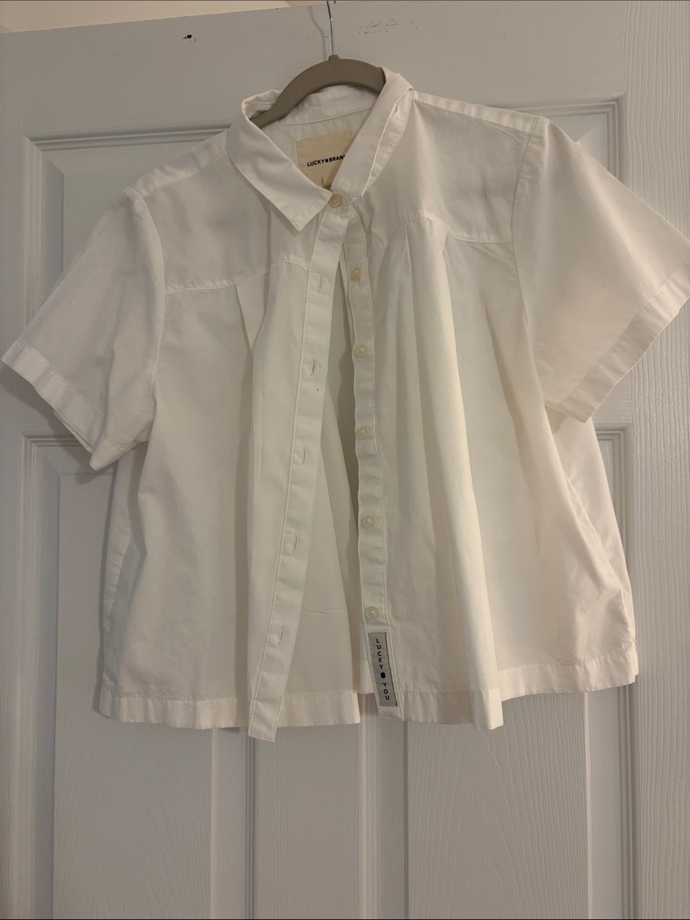 Lucky Brand White Short-Sleeve Button-Down Shirt